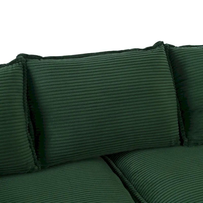 85.4  Modern Curved Sofa, Back Upholstered Couch with 2 Decorative Throw Pillows, Corduroy Fabric Couch