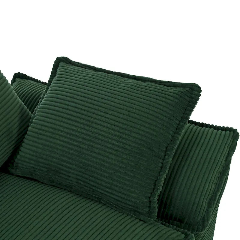 85.4  Modern Curved Sofa, Back Upholstered Couch with 2 Decorative Throw Pillows, Corduroy Fabric Couch