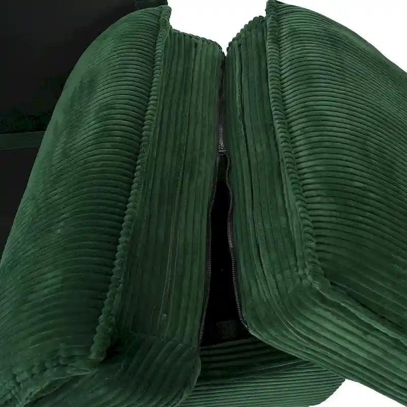 85.4  Modern Curved Sofa, Back Upholstered Couch with 2 Decorative Throw Pillows, Corduroy Fabric Couch