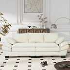 85.4  Modern Curved Sofa, Back Upholstered Couch with 2 Decorative Throw Pillows, Corduroy Fabric Couch
