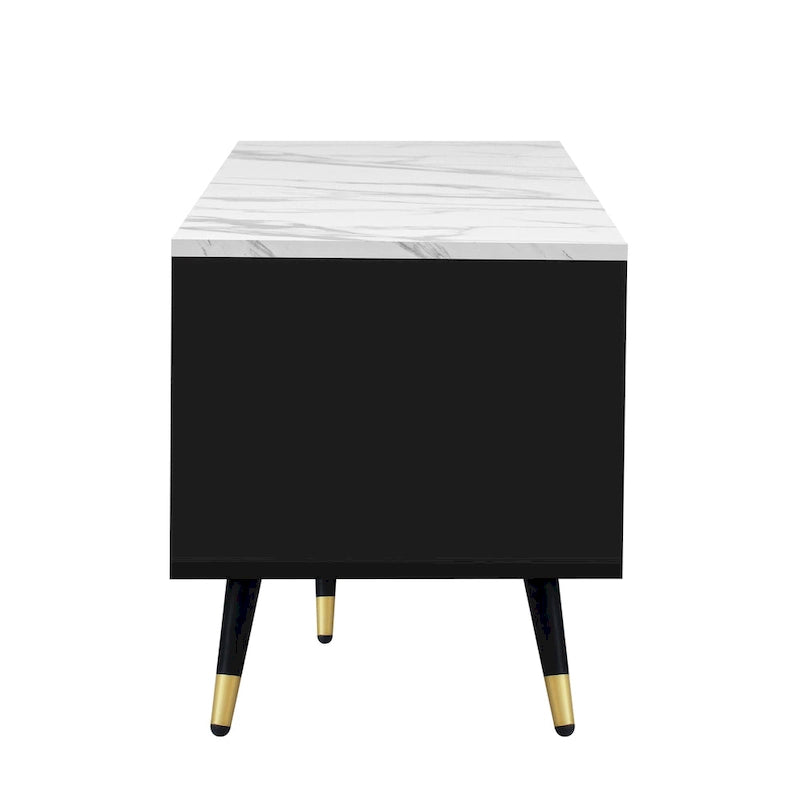 71  Modern TV Stand with 2 Cabinets& Open Compartments, Entertainment Center for TVs up to 80 , Television Console