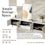 71  Modern TV Stand with 2 Cabinets& Open Compartments, Entertainment Center for TVs up to 80 , Television Console