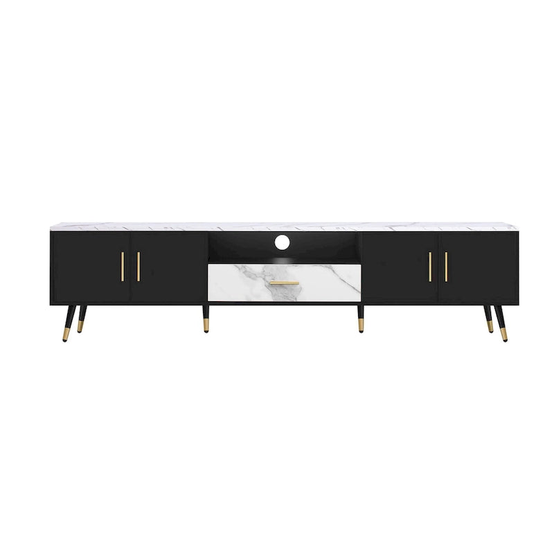 71  Modern TV Stand with 2 Cabinets& Open Compartments, Entertainment Center for TVs up to 80 , Television Console