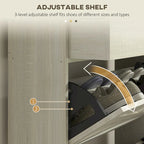 Narrow Shoe Cabinet, with 2 Flip Drawers, Adjustable Shelves and Top Drawer, Hidden Shoe Storage for 12 Pairs of Shoes