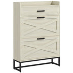 Narrow Shoe Cabinet, with 2 Flip Drawers, Adjustable Shelves and Top Drawer, Hidden Shoe Storage for 12 Pairs of Shoes
