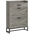 Narrow Shoe Cabinet, with 2 Flip Drawers, Adjustable Shelves and Top Drawer, Hidden Shoe Storage for 12 Pairs of Shoes