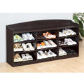 Entryway Shoe Bench, Open Shelve Shoe Rack fits 18 Pairs of Shoes for Living Room, Entryway, Bedroom