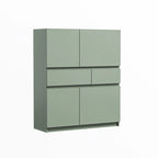 Green Wooden Storage Cabinet with 4 Doors and 2 Drawers