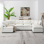6 Seat Modern Modular Cloud Sofa Bed Chenille Sectional Couch Set with Ottoman