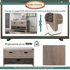32 Farmhouse Versatile Entry Upholstered Storage Bench with 2 Drawers and Removable Basket