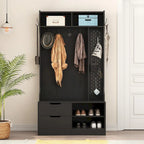 Hall Tree with 6 Hooks,Coat Hanger, Entryway Bench, Storage Bench,for Entrance, Hallwa
