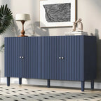 Elegant Four-Door Sideboard with Wavy Pattern Doors, Cylindrical Legs, and Sleek Metal Handles, Adjustable, for Living Room