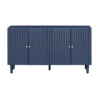 Elegant Four-Door Sideboard with Wavy Pattern Doors, Cylindrical Legs, and Sleek Metal Handles, Adjustable, for Living Room
