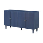 Elegant Four-Door Sideboard with Wavy Pattern Doors, Cylindrical Legs, and Sleek Metal Handles, Adjustable, for Living Room