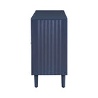Elegant Four-Door Sideboard with Wavy Pattern Doors, Cylindrical Legs, and Sleek Metal Handles, Adjustable, for Living Room