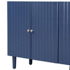Elegant Four-Door Sideboard with Wavy Pattern Doors, Cylindrical Legs, and Sleek Metal Handles, Adjustable, for Living Room