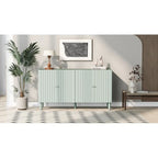 Elegant Four-Door Sideboard with Wavy Pattern Doors, Cylindrical Legs, and Sleek Metal Handles, Adjustable, for Living Room