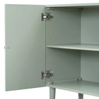 Elegant Four-Door Sideboard with Wavy Pattern Doors, Cylindrical Legs, and Sleek Metal Handles, Adjustable, for Living Room