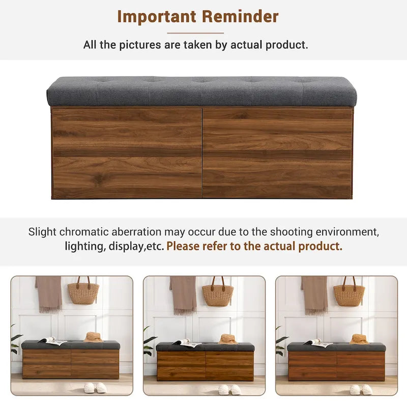 49  Shoe Storage Bench Entryway Shoe Cabinet with Cushion and Double Doors