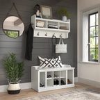 Woodland 40W Shoe Bench w/ Shelves & Wall Coat Rack by Bush Furniture
