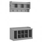 Woodland 40W Shoe Bench w/ Shelves & Wall Coat Rack by Bush Furniture