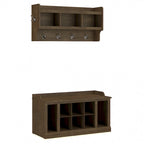 Woodland 40W Shoe Bench w/ Shelves & Wall Coat Rack by Bush Furniture