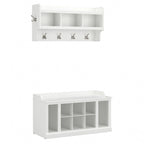 Woodland 40W Shoe Bench w/ Shelves & Wall Coat Rack by Bush Furniture