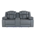 75  Light Gray Faux Leather Power Reclining Loveseat With Storage