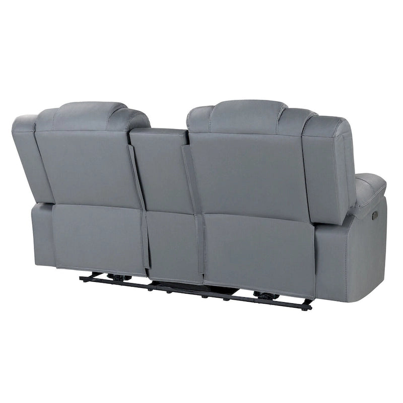 75  Light Gray Faux Leather Power Reclining Loveseat With Storage