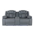 75  Light Gray Faux Leather Power Reclining Loveseat With Storage
