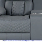 75  Light Gray Faux Leather Power Reclining Loveseat With Storage