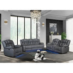 75  Light Gray Faux Leather Power Reclining Loveseat With Storage