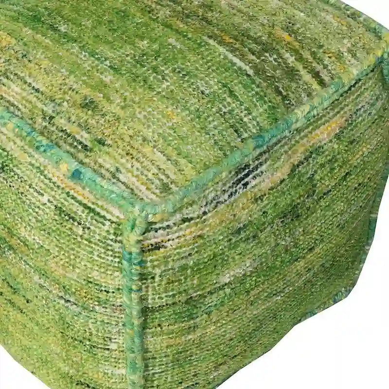 18  Green Recycled Silk and Cotton Blend Cube Pouf Ottoman