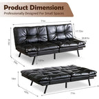 Faux Leather Sofa Memory Foam Loveseat Convertible Couch Bed