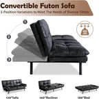 Faux Leather Sofa Memory Foam Loveseat Convertible Couch Bed