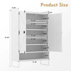Shoe Cabinet with Doors, 6-Tier Shoe Storage Cabinet with Adjustable Shelves, Wooden Shoes Rack Shoe Storage Organizer