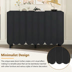 Cream Style Minimalist Shoe Cabinet with 5 Solid Wood Legs, Sideboard Buffet Cabinet with Adjustable Shelves