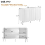Cream Style Minimalist Shoe Cabinet with 5 Solid Wood Legs, Sideboard Buffet Cabinet with Adjustable Shelves