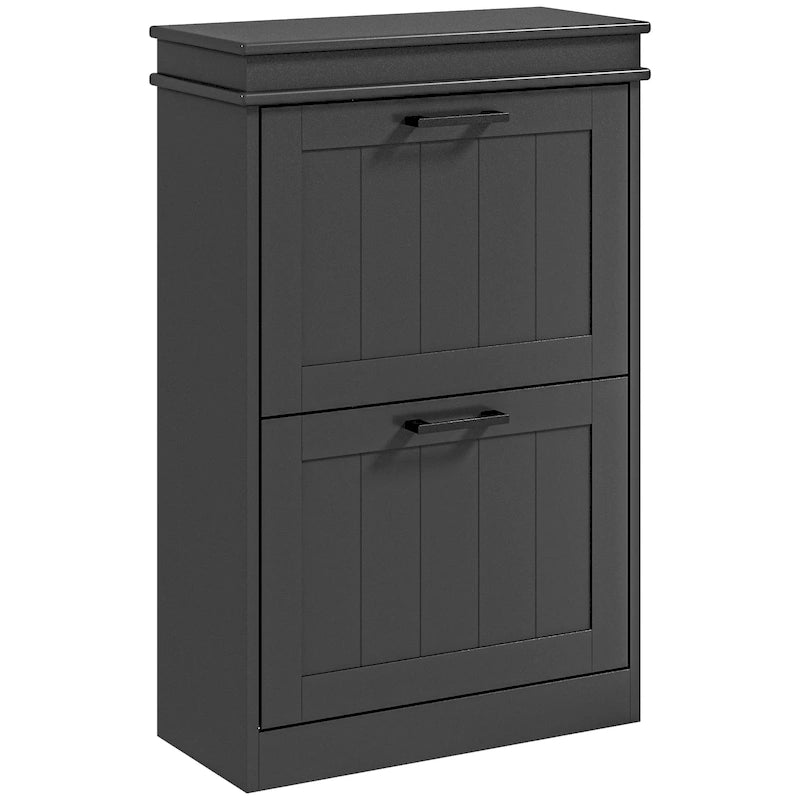 Shoe Cabinet for Entryway, Narrow Shoe Rack Storage Organizer with 2 Flip Drawers and Adjustable Shelves for 10 Pairs of Shoes