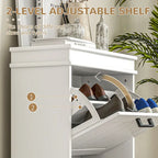 Shoe Cabinet for Entryway, Narrow Shoe Rack Storage Organizer with 2 Flip Drawers and Adjustable Shelves for 10 Pairs of Shoes