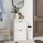 Shoe Cabinet for Entryway, Narrow Shoe Rack Storage Organizer with 2 Flip Drawers and Adjustable Shelves for 10 Pairs of Shoes