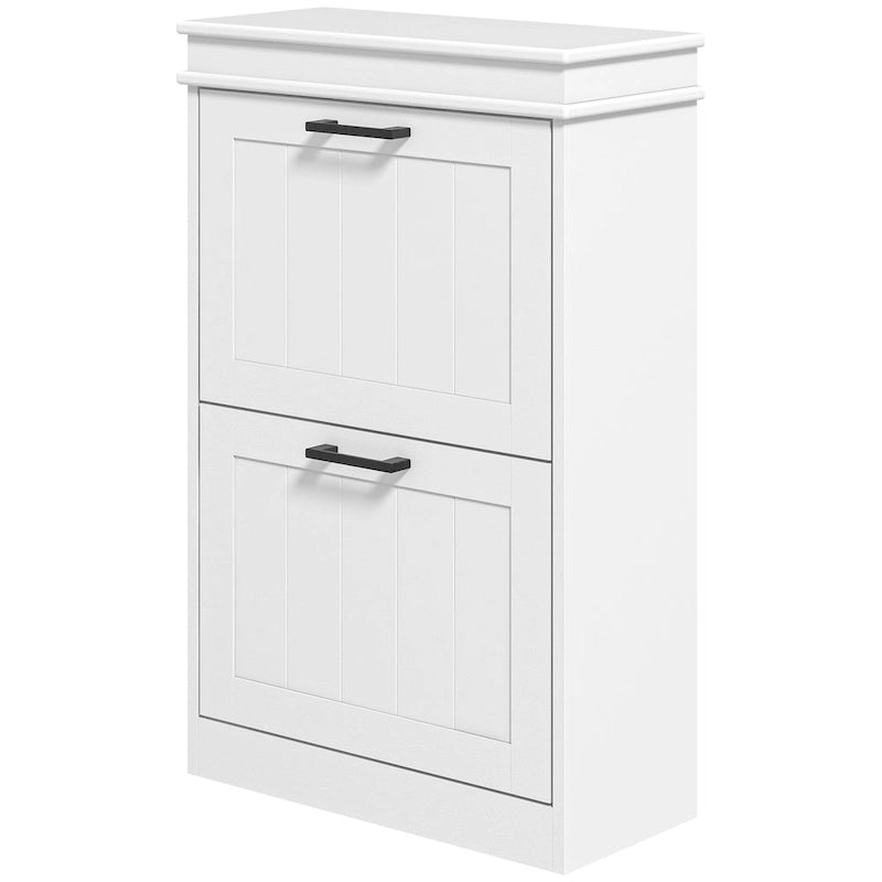 Shoe Cabinet for Entryway, Narrow Shoe Rack Storage Organizer with 2 Flip Drawers and Adjustable Shelves for 10 Pairs of Shoes