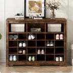 Sleek Design 24 Shoe Cubby Console, Modern Shoe Cabinet with Curved Base