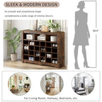 Sleek Design 24 Shoe Cubby Console, Modern Shoe Cabinet with Curved Base