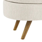 GDFStudio - Emma Linen Pleated Storage Ottoman Bench with Durable Rubberwood Legs