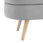 GDFStudio - Emma Linen Pleated Storage Ottoman Bench with Durable Rubberwood Legs