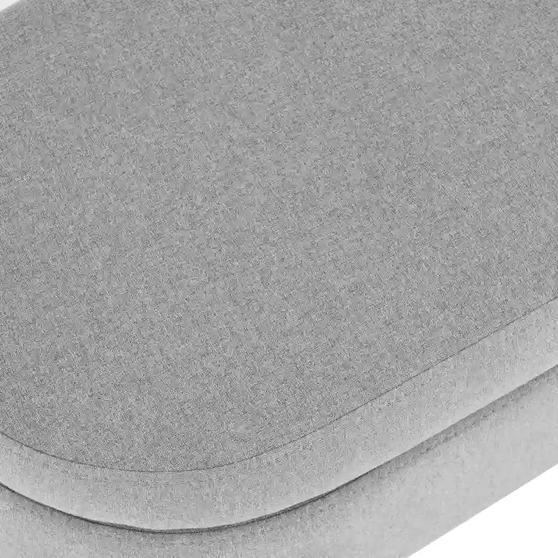 GDFStudio - Emma Linen Pleated Storage Ottoman Bench with Durable Rubberwood Legs