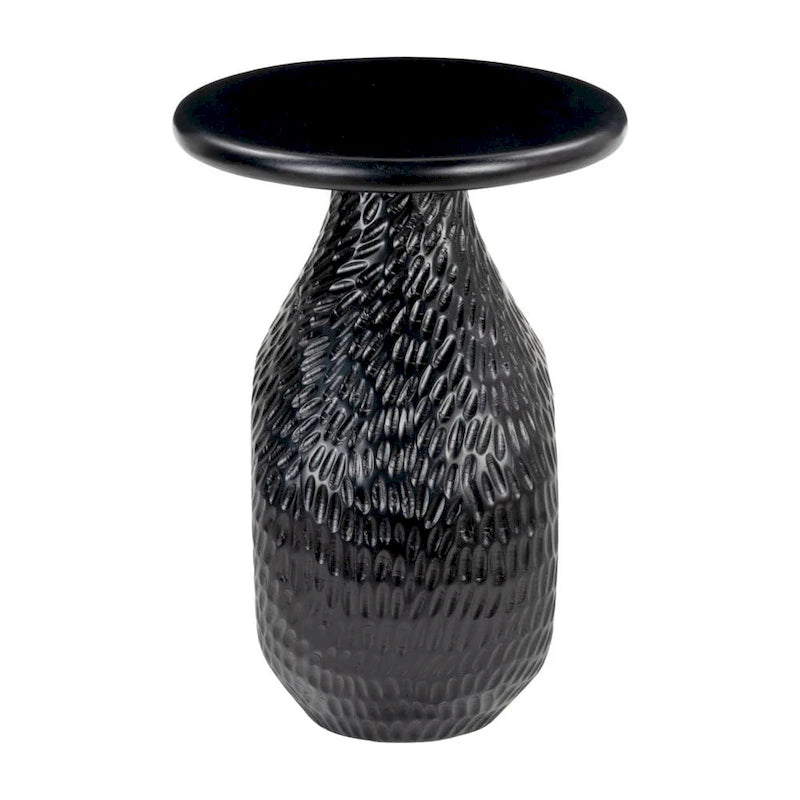 HomeRoots 20  Black Solid Wood Round Pedestal End Table - 15' X '20.1' X '15