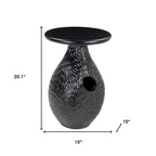 HomeRoots 20  Black Solid Wood Round Pedestal End Table - 15' X '20.1' X '15