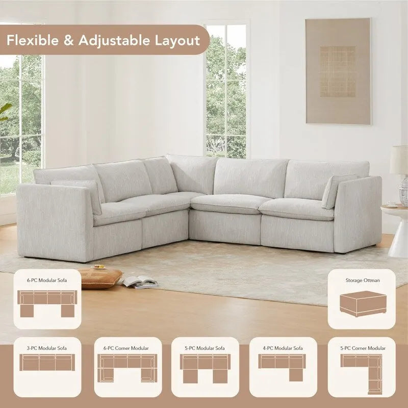 Cypress V-shape Sectional Couches Modular Sofa
